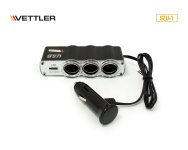 Разветвитель прикуривателя 3 гнезда+1 порт USB VETTLER