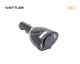 Разветвитель прикуривателя 1 гнездо+2 порта USB (SZU-3) VETTLER