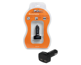 Вольтметр AIRLINE в прикуриватель 12-24В + 2USB 3,1A