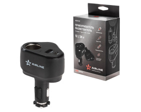 Прикуриватель-разветвитель 1 гнездо + Type-C PD + 1USB 2.4A 30Вт PRO (AIRLINE)